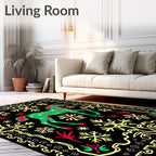 Emerald Green Horse Snowflake Border Rug