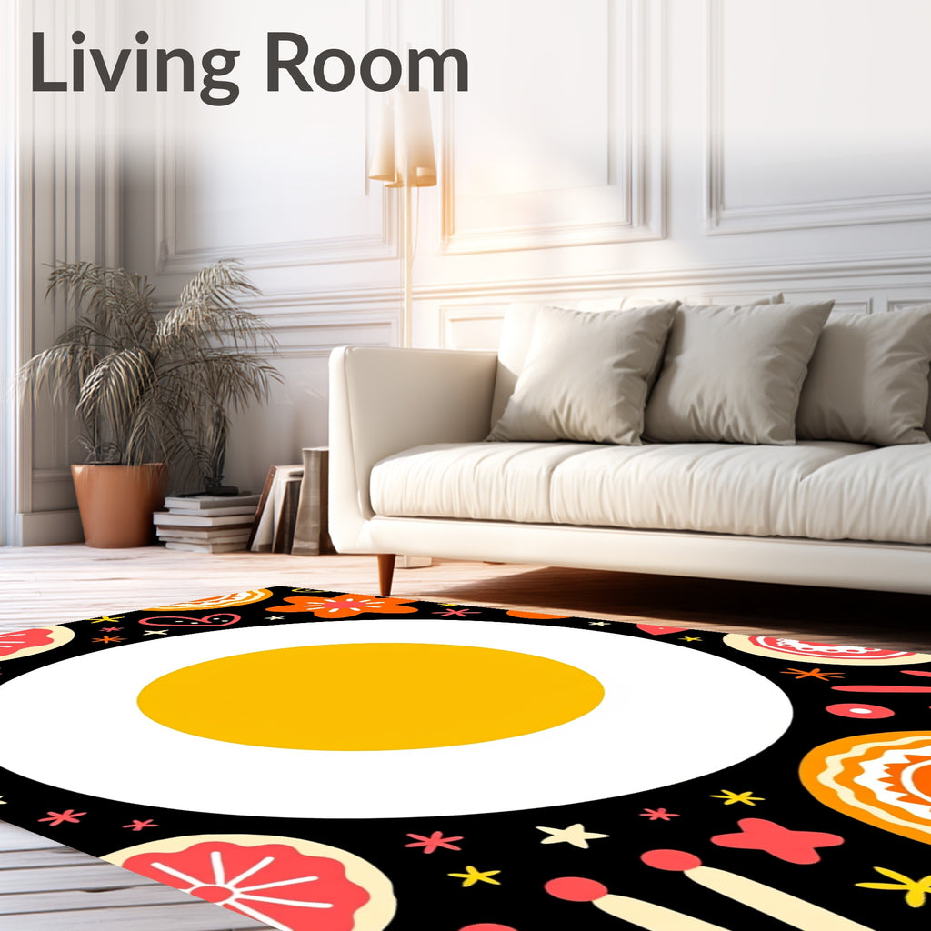 Bright Citrus Floral Medallion Accent Rug