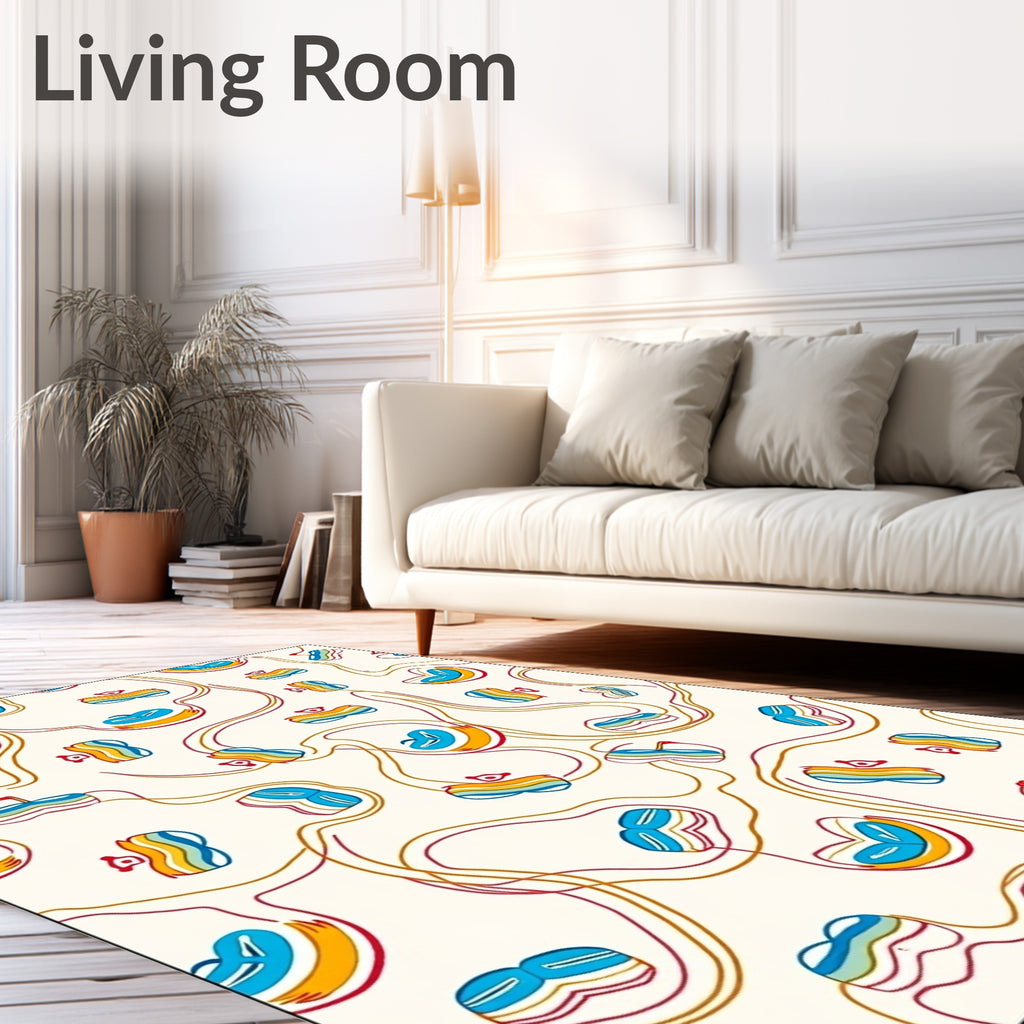 Wavy Multi Colored Abstract Forms Rug