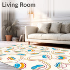 Wavy Multi Colored Abstract Forms Rug