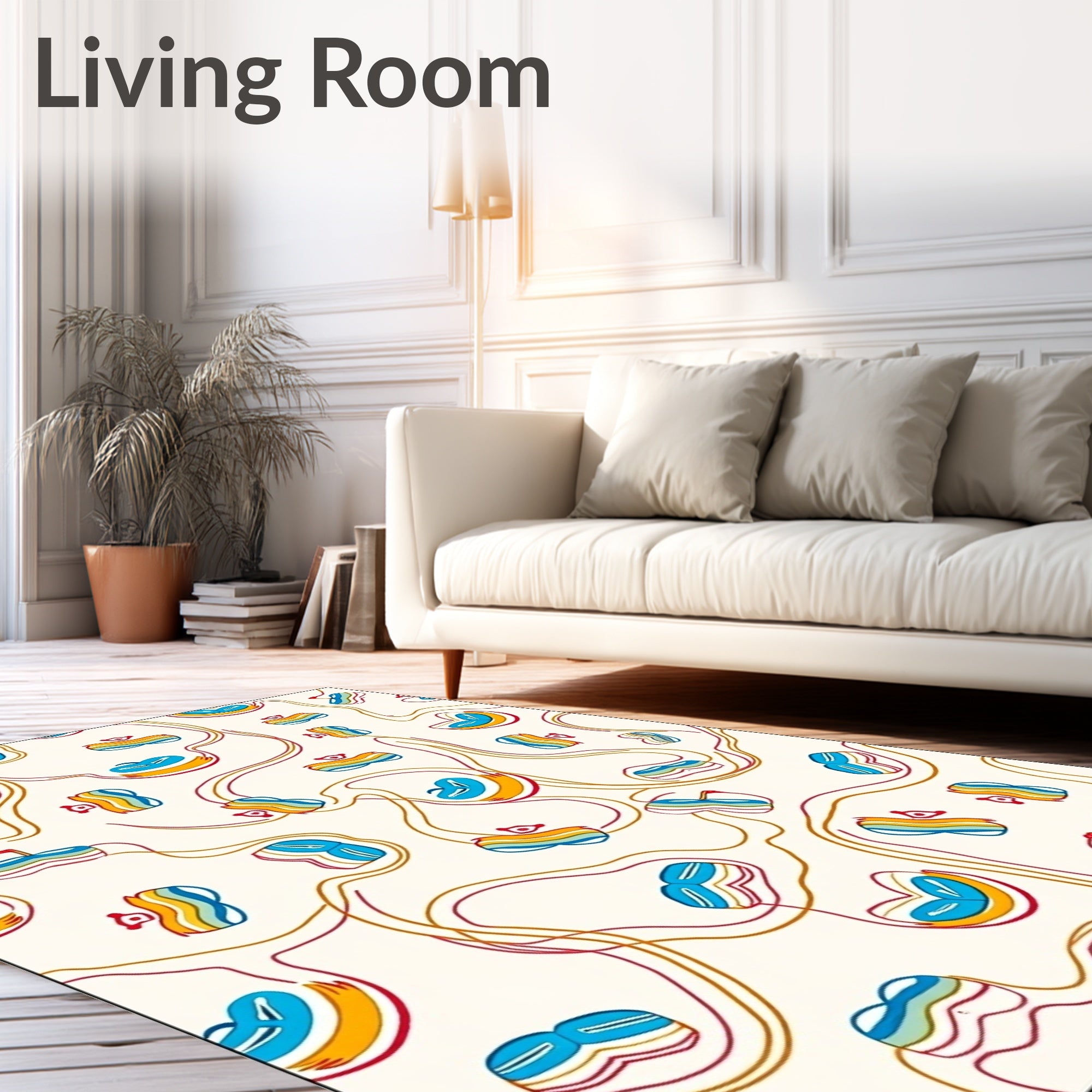 Wavy Multi Colored Abstract Forms Rug