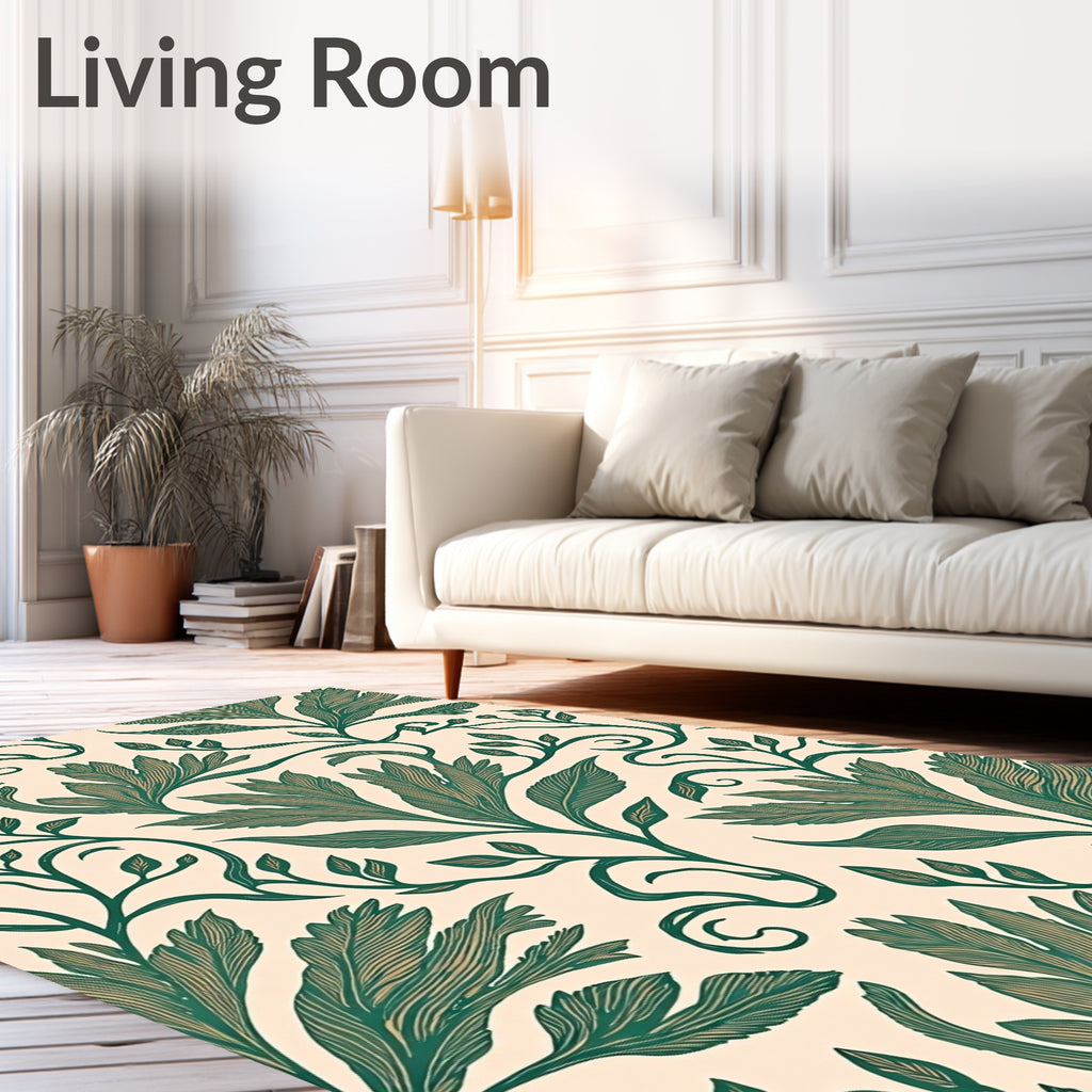 Art Nouveau Green Leaf Vine Rug