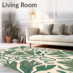 Art Nouveau Green Leaf Vine Rug