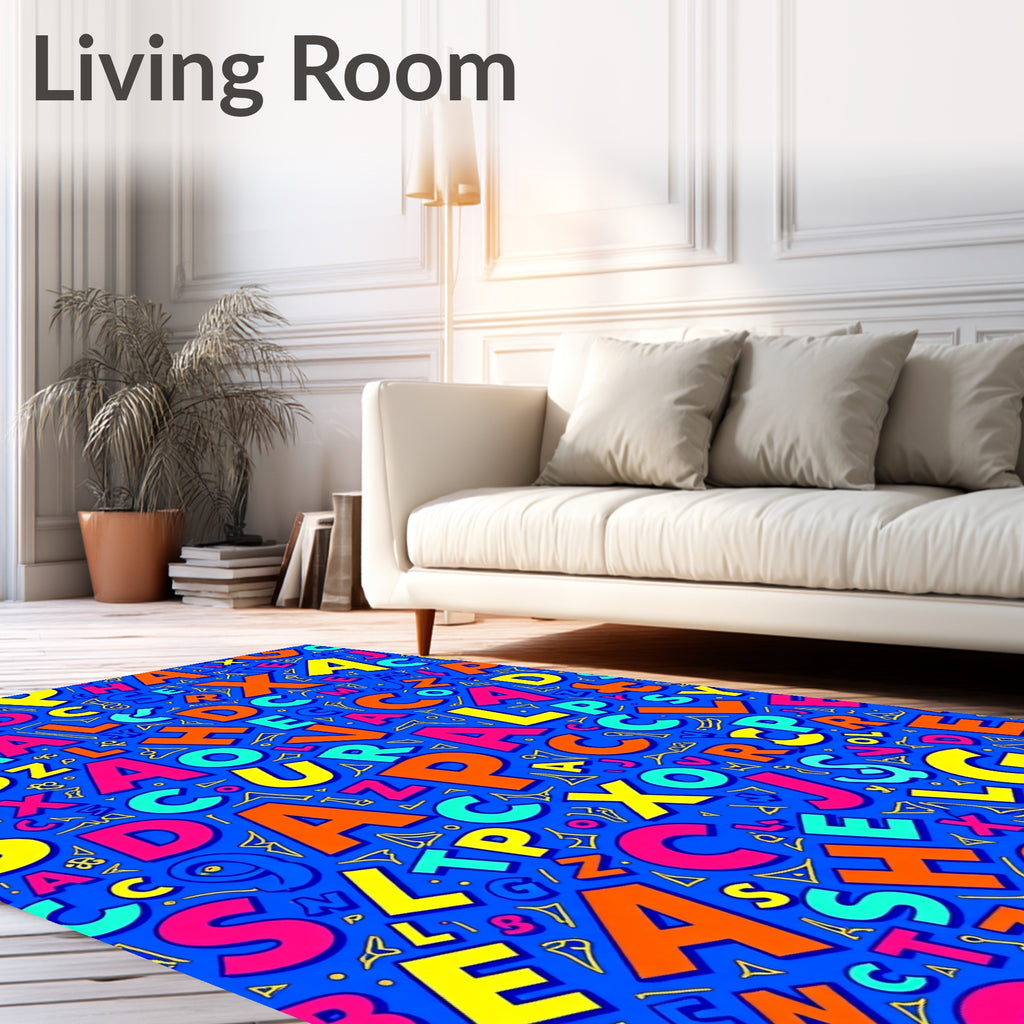 Playful Alphabet Collage Colorful Rug