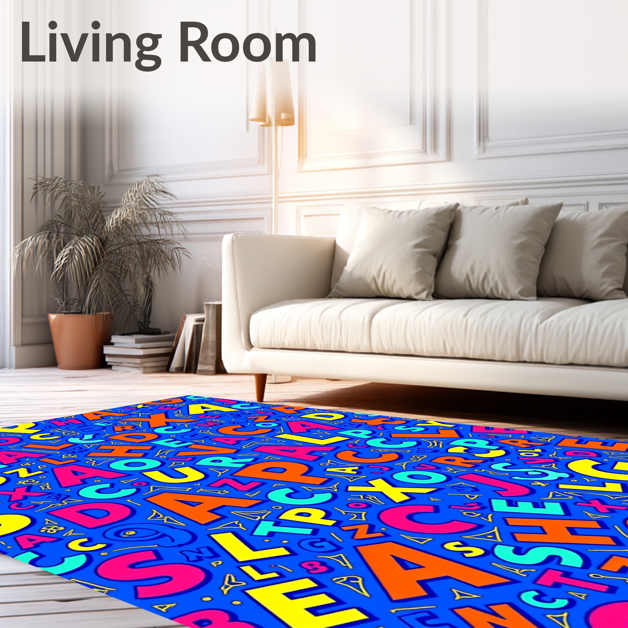 Playful Alphabet Collage Colorful Rug