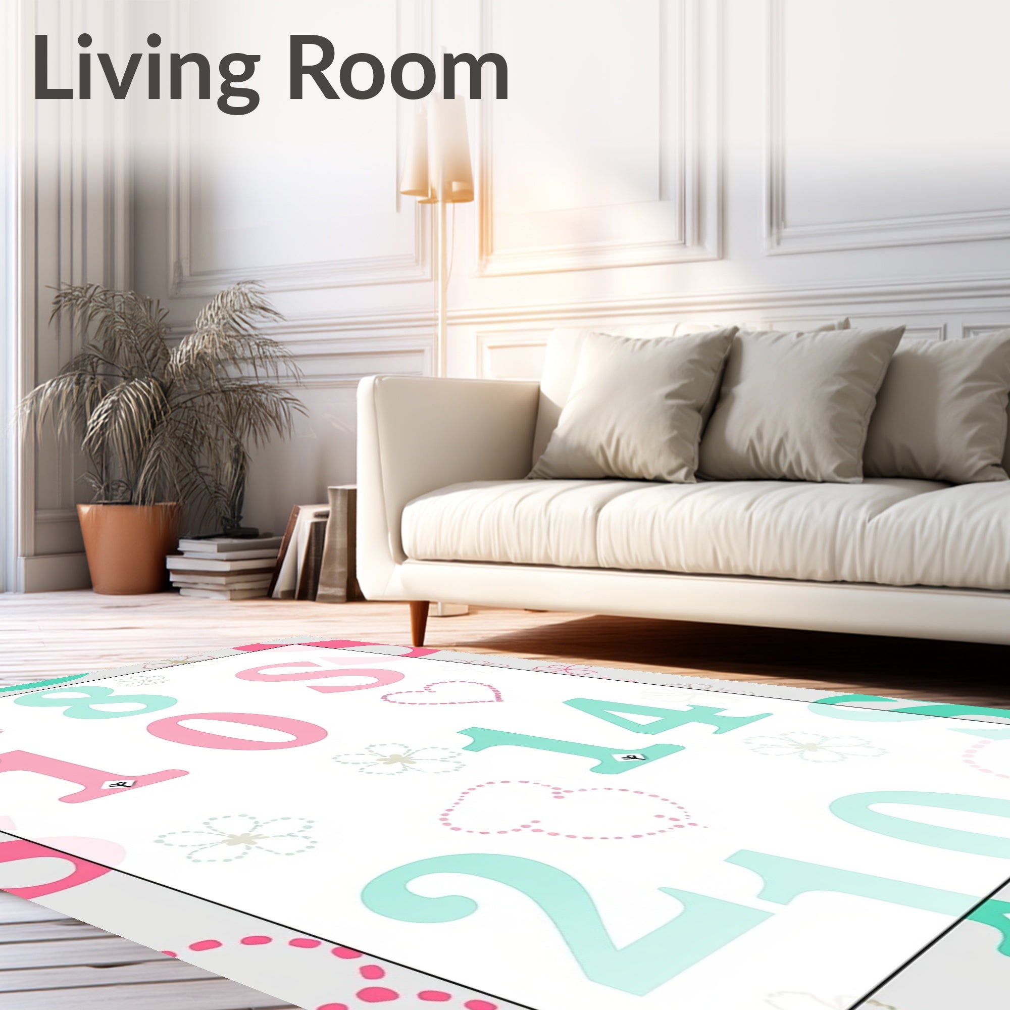 Pastel Numbers and Floral Accents Rug