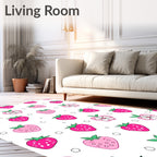 Pink Strawberry Flower Repeating Pattern Rug