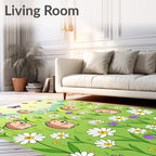 Whimsical Hedgehog Garden Butterflies Rug