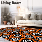 Bold Orange Black White Tribal Forms Rug