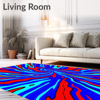 Psychedelic Red Blue Swirl Flow Rug
