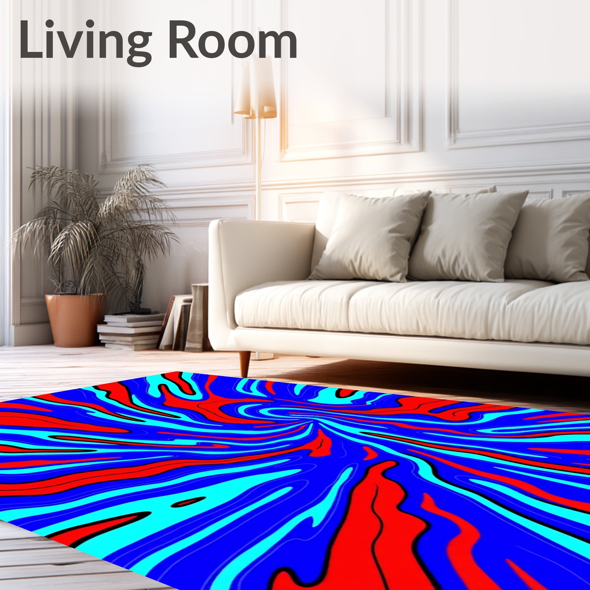 Psychedelic Red Blue Swirl Flow Rug