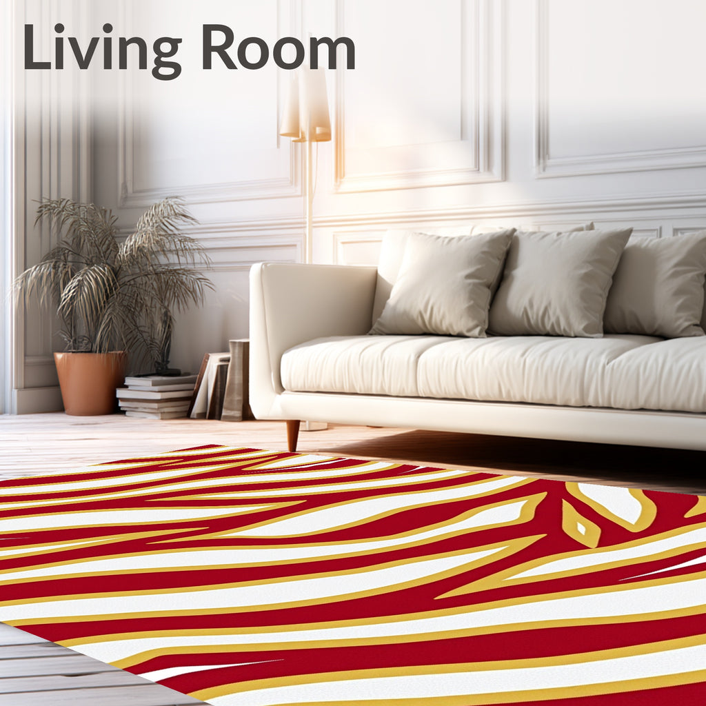 Crimson Gold Abstract Stripe Rug