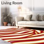 Crimson Gold Abstract Stripe Rug