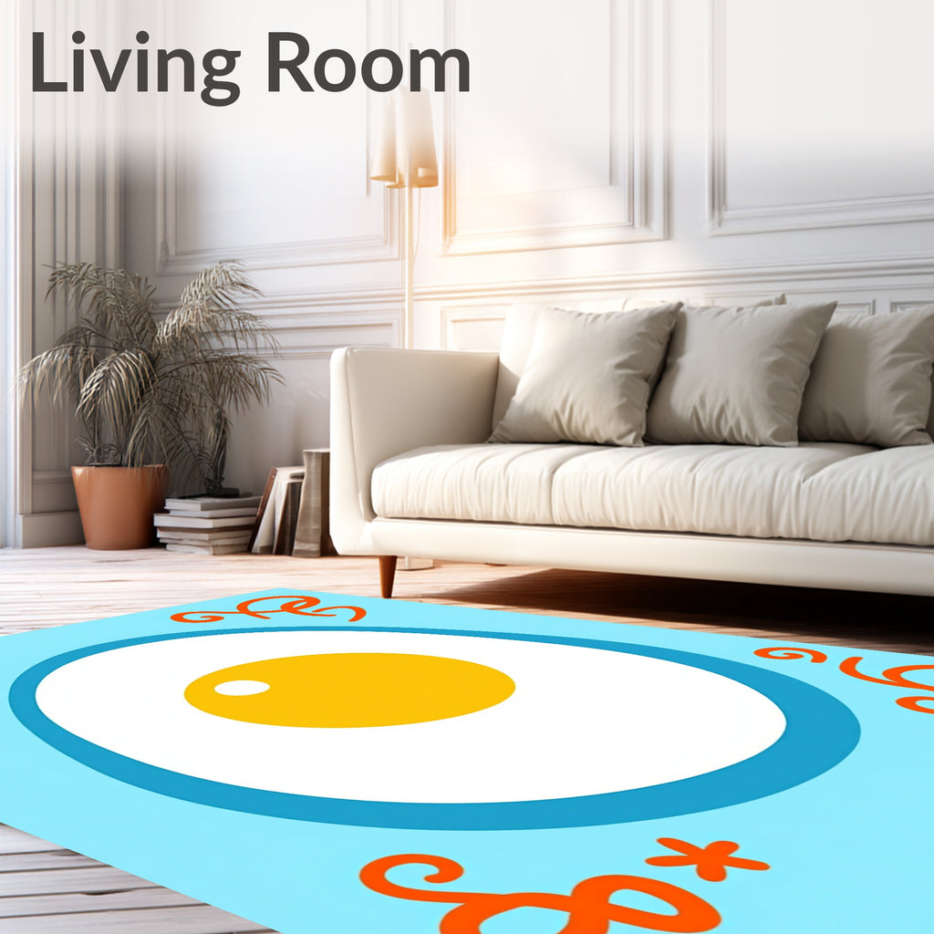 Whimsical Sunny Egg Bright Border Rug