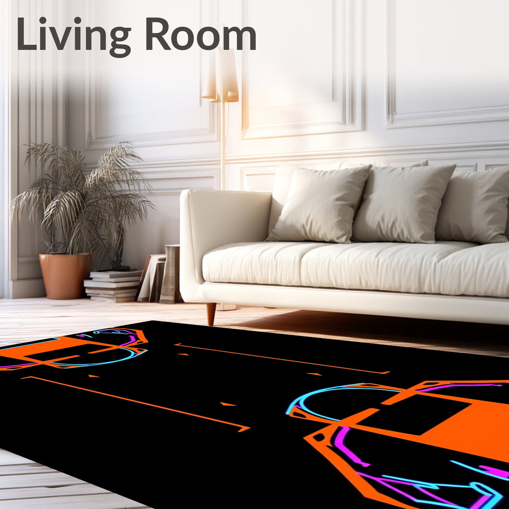 Bold Orange Neon Geometric Abstract Rug