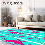 Vibrant Pink Turquoise Creature Stripes Rug