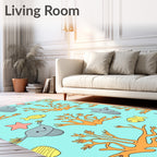 Cartoon Ocean Coral Fish Creatures Rug
