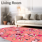 Whimsical Pink Abstract Expressionist Cloud Shapes Rug