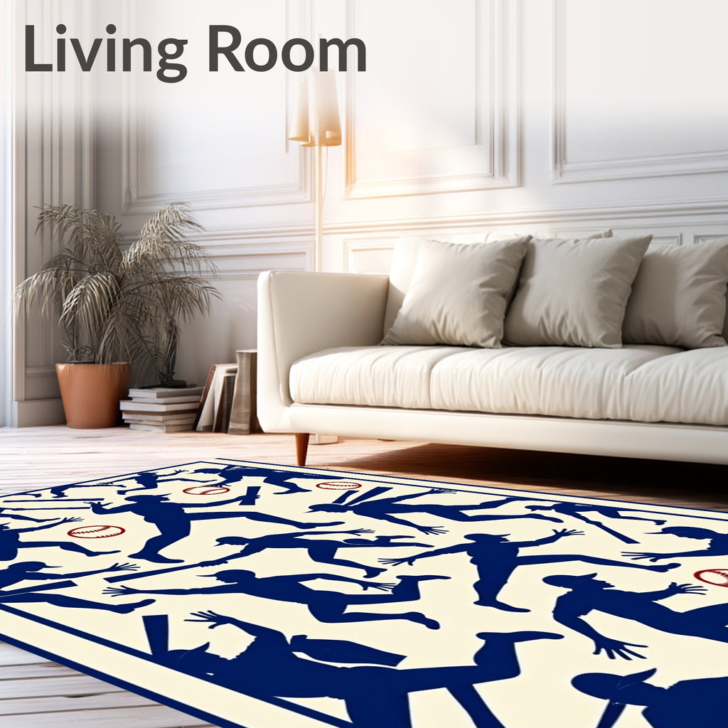 Navy Blue Baseball Players Action Rug