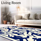 Navy Blue Baseball Players Action Rug