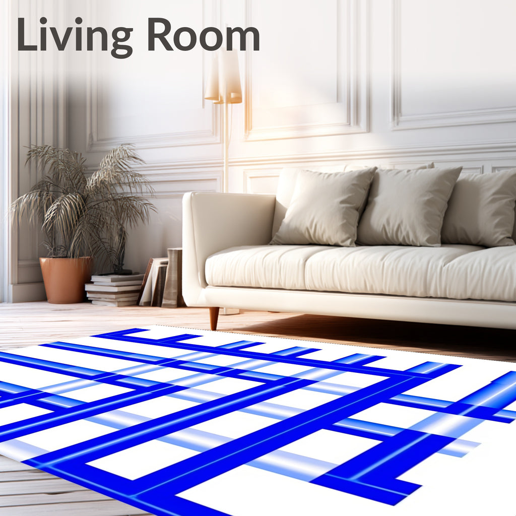 Gradient Blue Intersecting Lines Rug
