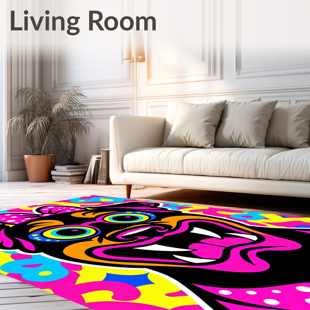 Vibrant Pop Art Dog Polka Dot Bow Rug