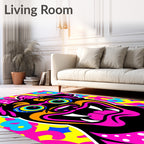Vibrant Pop Art Dog Polka Dot Bow Rug