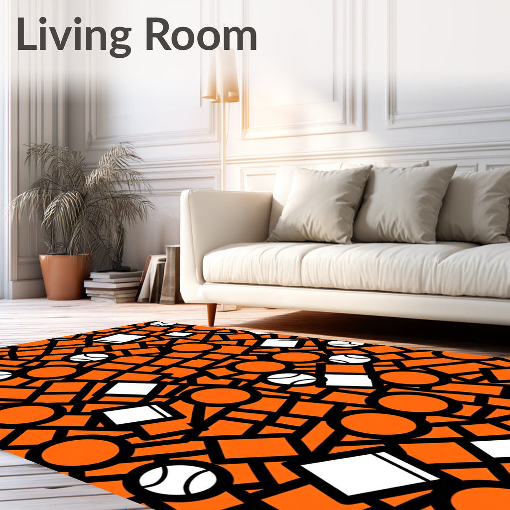 Bold Orange Geometric Tennis Ball Mix Rug