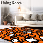 Bold Orange Geometric Tennis Ball Mix Rug