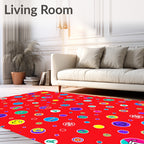 Red Whimsical Alphabet Circles Rug