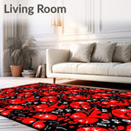Bold Red Abstract Floral Garden Rug