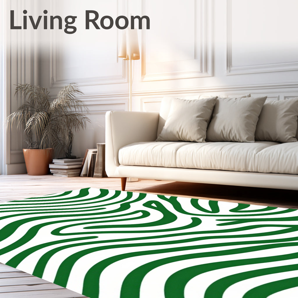 Abstract Green Zebra Stripe Rug
