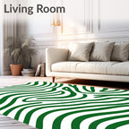 Abstract Green Zebra Stripe Rug