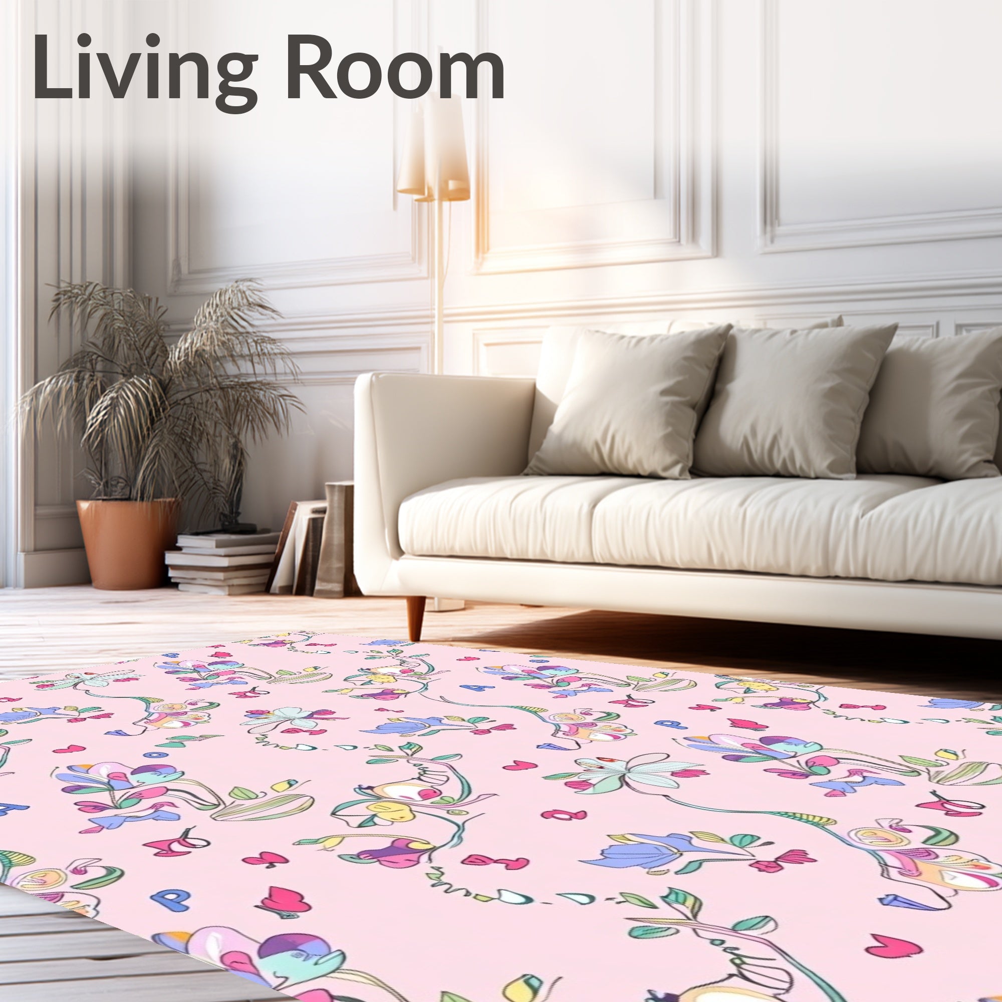 Whimsical Pastel Floral Alphabet Rug