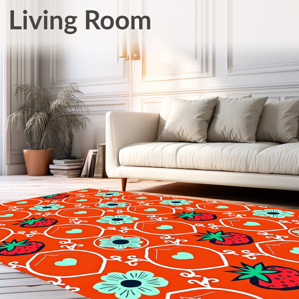 Strawberry Heart Floral Medallion Rug