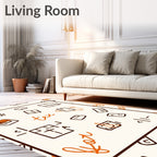 Orange White Scattered Blueprint Icons Rug