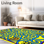 Bold Yellow Skull Swirls Rug