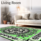 Lime Green Black Central Star Medallion Rug