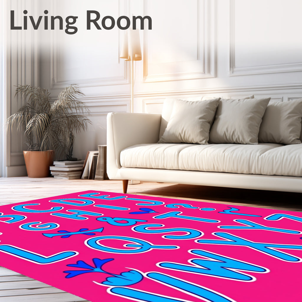 Pink Blue Alphabet Blooms Rug