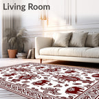 Deep Red Elephant Folk Art Rug