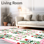 Pink Floral Botanical Alphabet Letters Rug