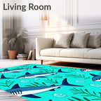 Cute Blue Sharks Underwater Sea Life Rug