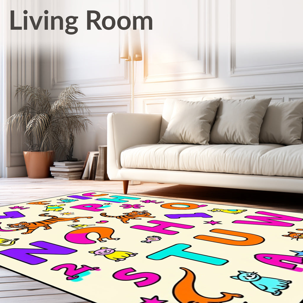Cute Cartoon Alphabet Cats Rug
