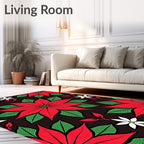 Red Green Floral Petal Garden Rug