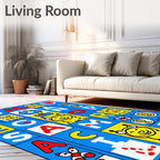 Playful Alphabet Characters Blueyellow Rug