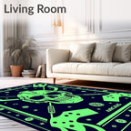 Neon Skull With Guns Accents Rug