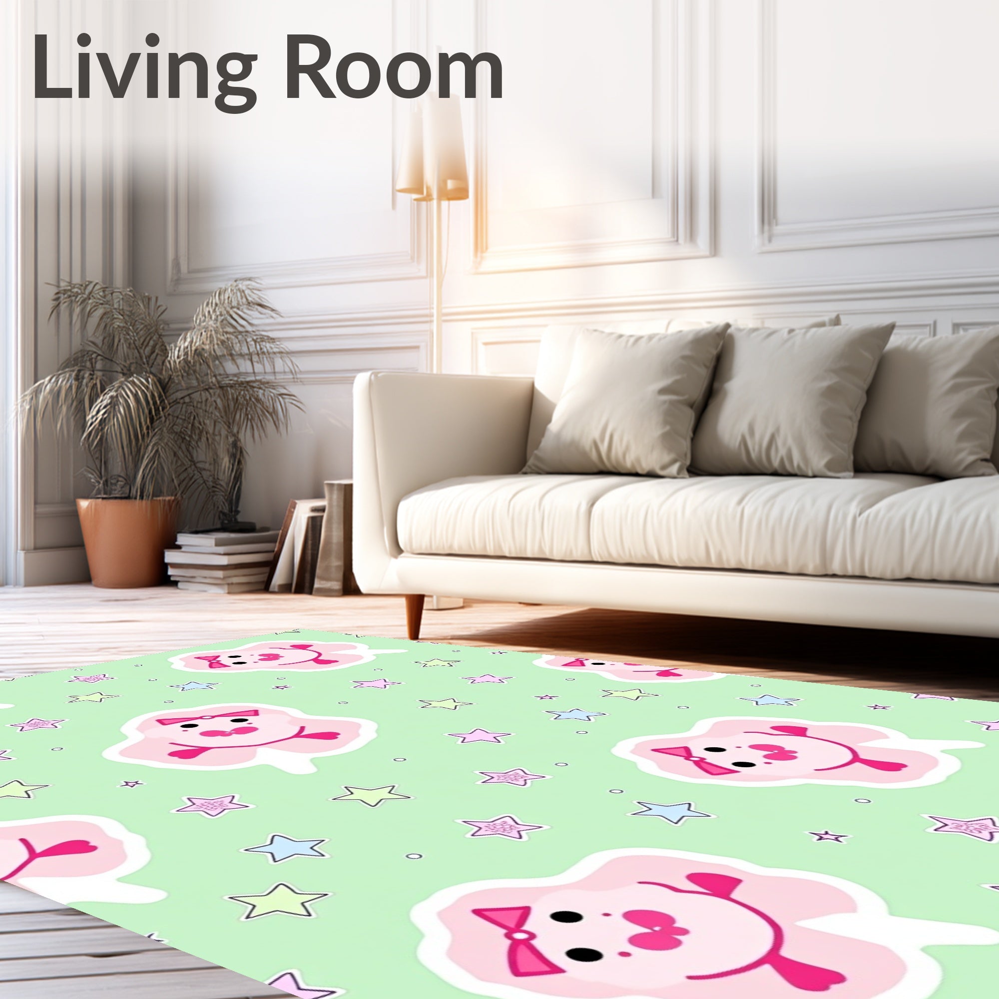 Cute Pink Cotton Candy Stars Rug