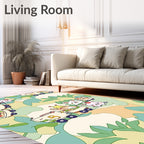 Cute animal train on camouflage background Rug