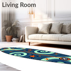 Navy Mint Orange Star Swirl Rug