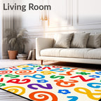 Playful Alphabet Swirls and Stars Rug